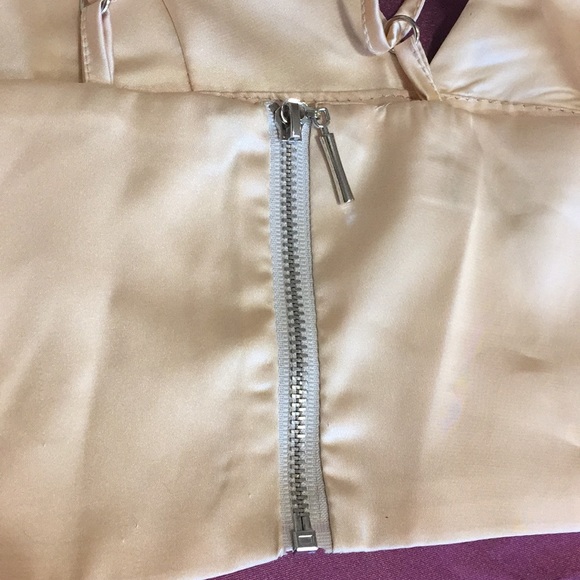 Satiny Cropped Cami Zipper Back, Adjustable Straps - Picture 3 of 7